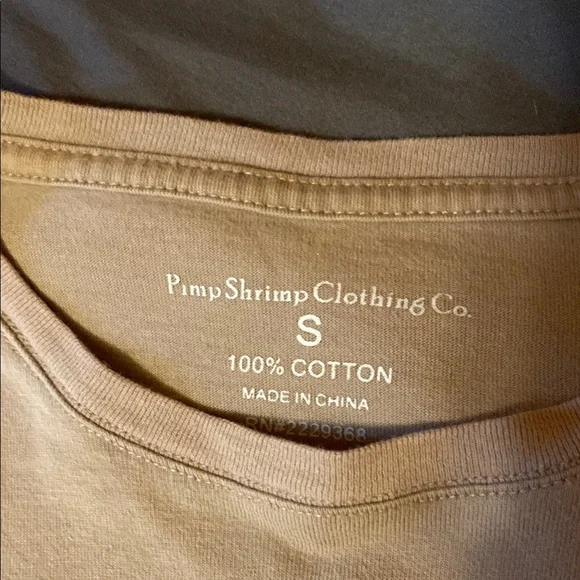 Pimp Shrimp Tan Short Sleeve Tee Casual Crew Neck - Picture 5 of 6